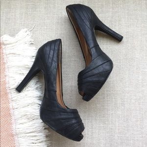 Miss Me Black Peep Toe Heels